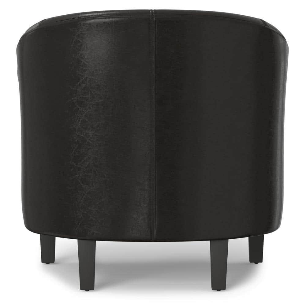 Simpli Home Austin 30"W Upholstered Vegan Faux Leather Contemporary Tub Accent Chair with High Arms and Deep Seat