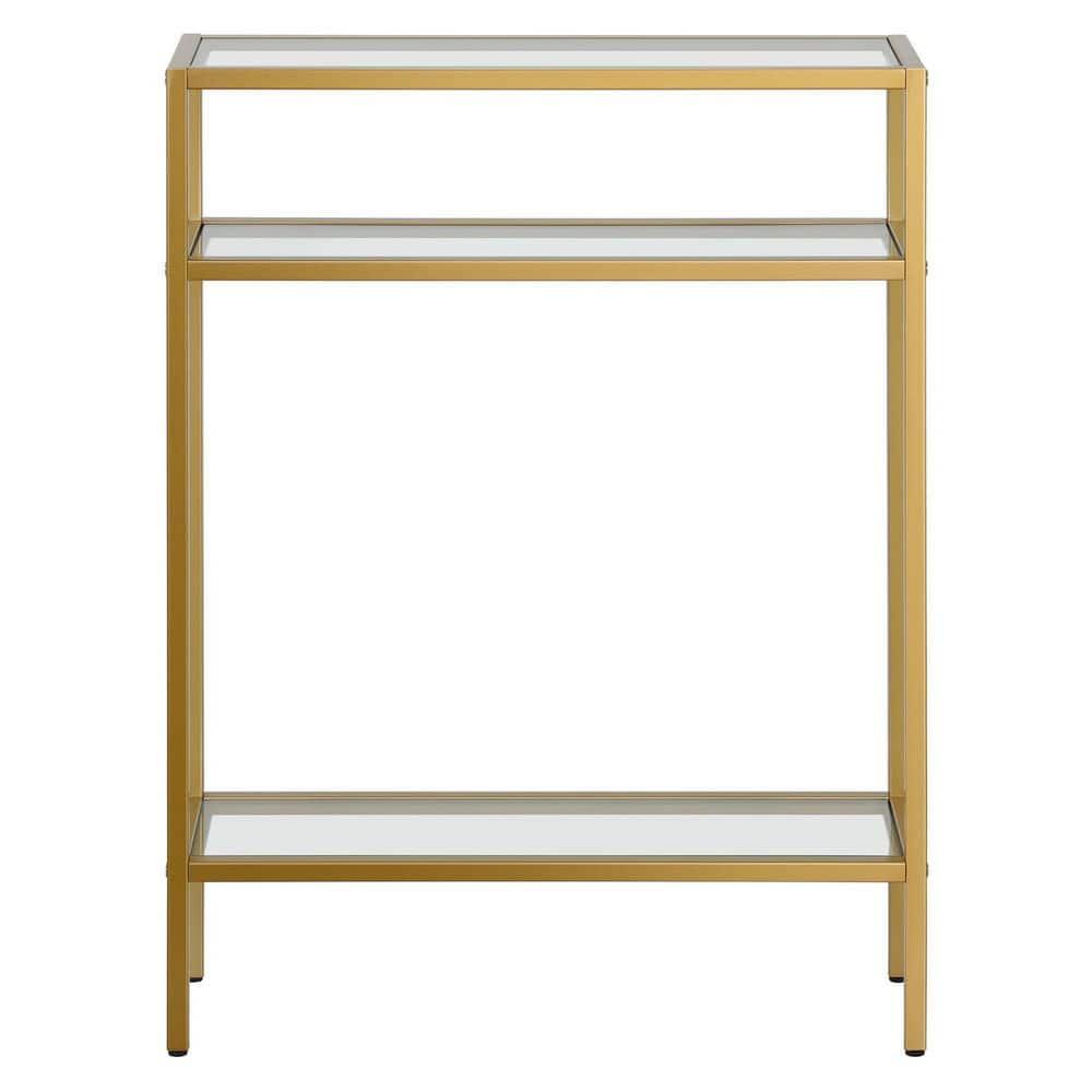 Evelyn&Zoe Siviline 22" Wide Rectangular Console Table, Brass