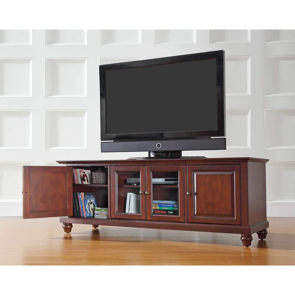 Cambridge TV Stand for TVs up to 60" Dark Red - Crosley: Entertainment Center with Adjustable Shelves & Cable Management