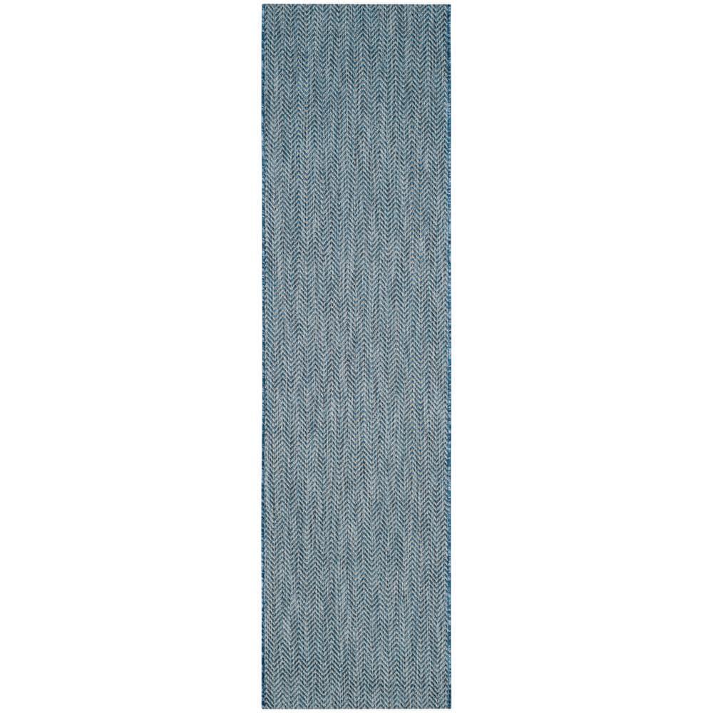 Courtyard CY8022 Power Loomed Indoor and Outdoor Runner Rug - Navy/Grey - 2'3"x5' - Safavieh