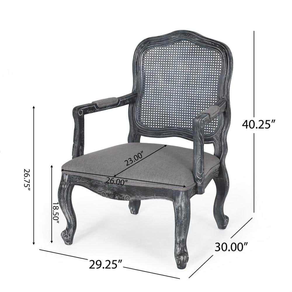 Noble House Corral French Fabric Dining Chair, Set of 2, Gray