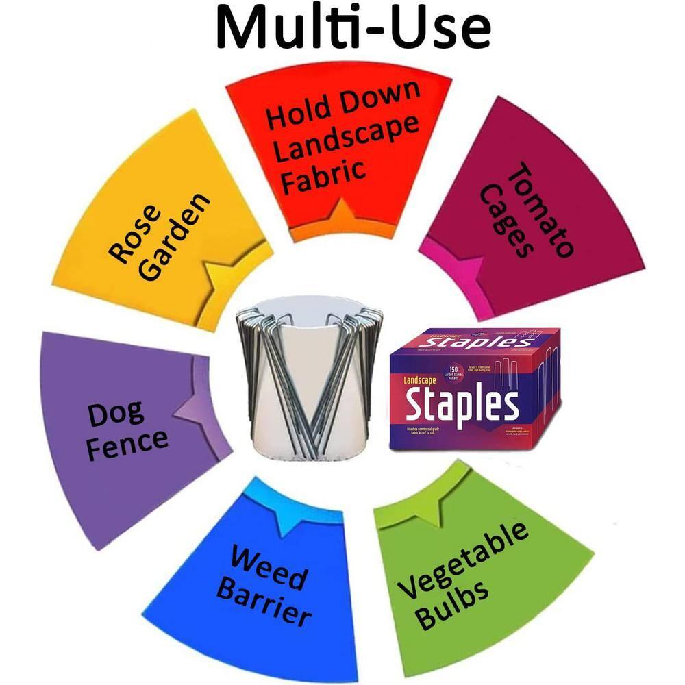 Galvanized Steel Landscape Staples for Garden and Fence, 50-Pack