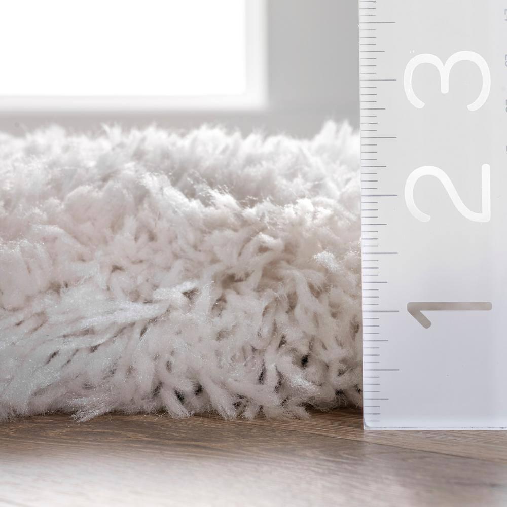 4'x6' Hand Tufted Kristan Shag Area Rug Ivory - nuLOOM: Contemporary High Pile, Skid-Resistant, Indoor Use