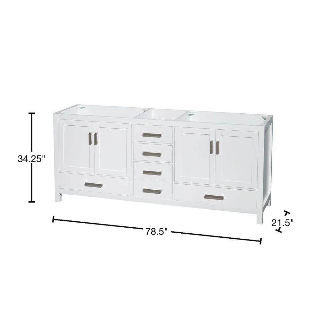 Wyndham Collection Sheffield 79" Freestanding Double Vanity Base Only