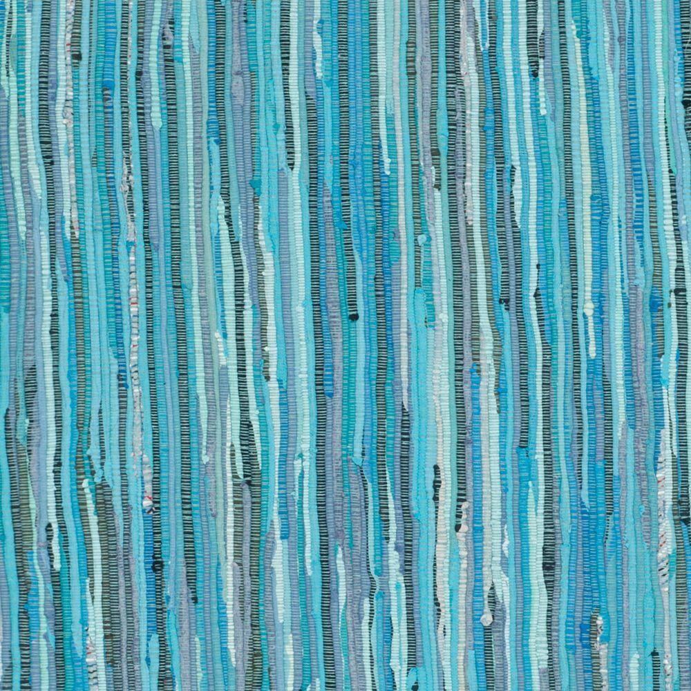 Rag Rug RAR121 Hand Woven Indoor Area Rug - 6' Round - Blue/Multi - Safavieh