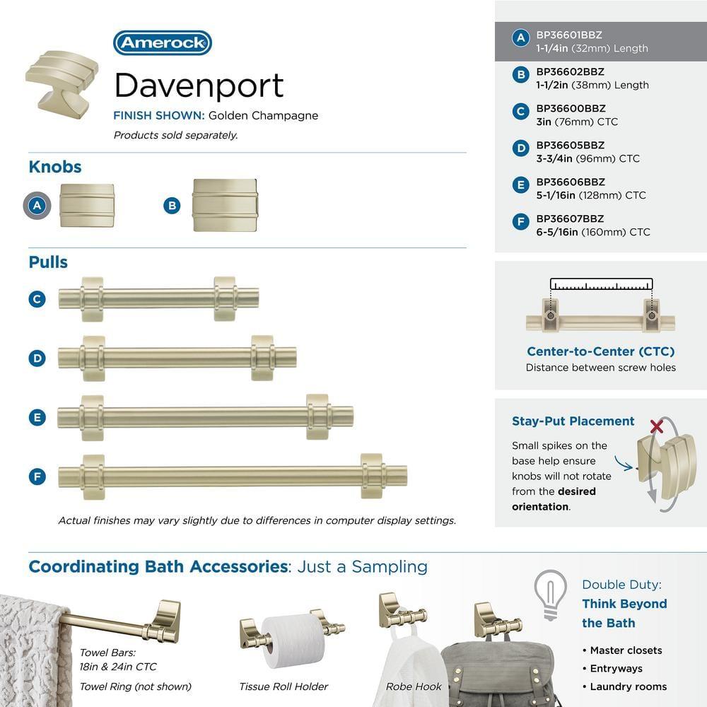 Davenport 1 3/16" Length Square Knob