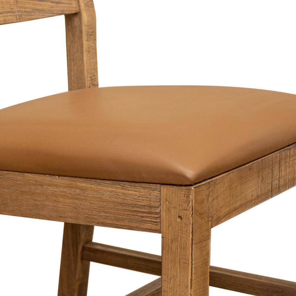 International Furniture Direct Tulum Solid Wood Chair With Upholstered Seat (Set of 2)