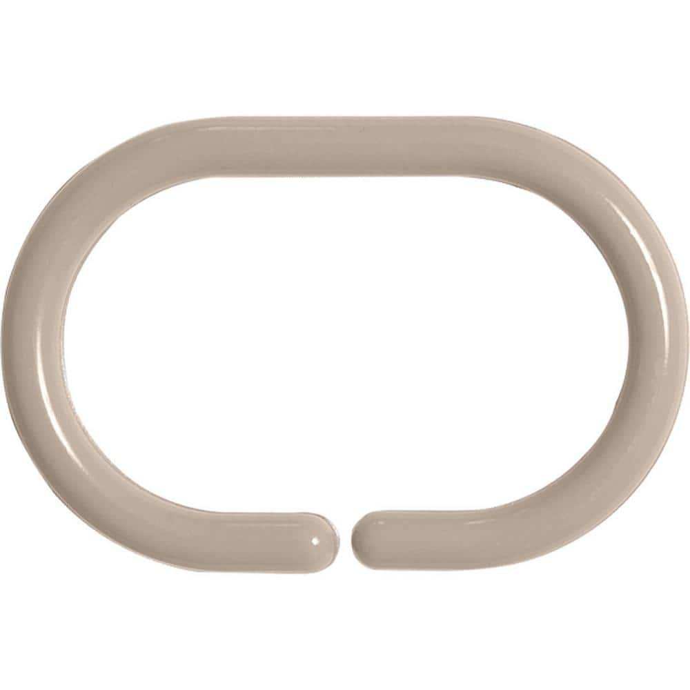 Evideco Solid Plastic Shower Curtain Hooks Rings (Set of 12)