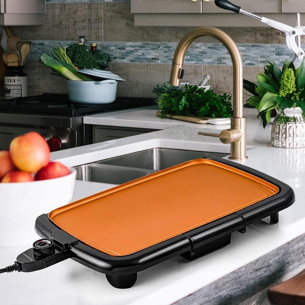 OVENTE Electric Griddle with 16" x 10" Flat Non-Stick Cooking Surface, Copper GD1610CO