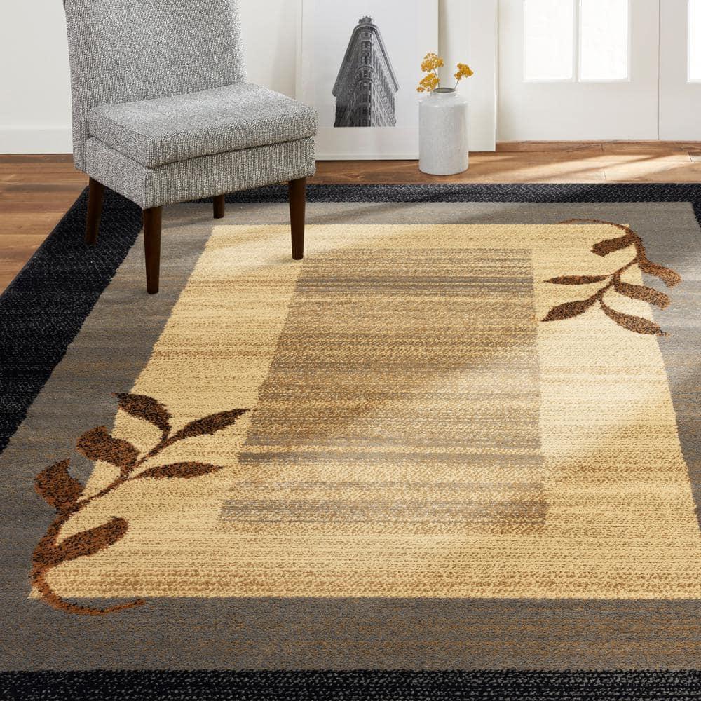Home Dynamix Royalty Clover Contemporary Geometric Border Area Rug, Black/Blue, 43"x62"