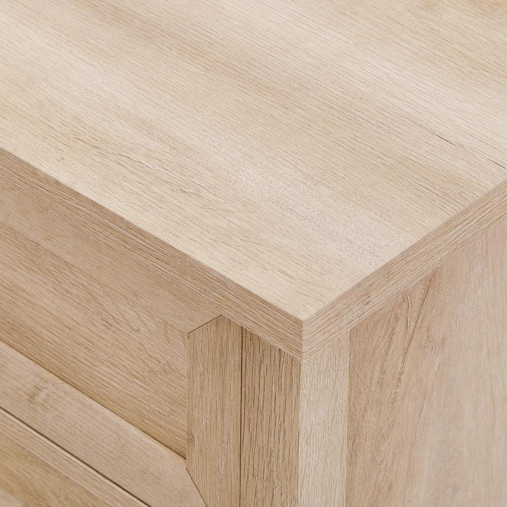 Fontella Transitional 3 Drawer Nightstand White Oak - Saracina Home: Farmhouse Style, MDF, Storage Solution