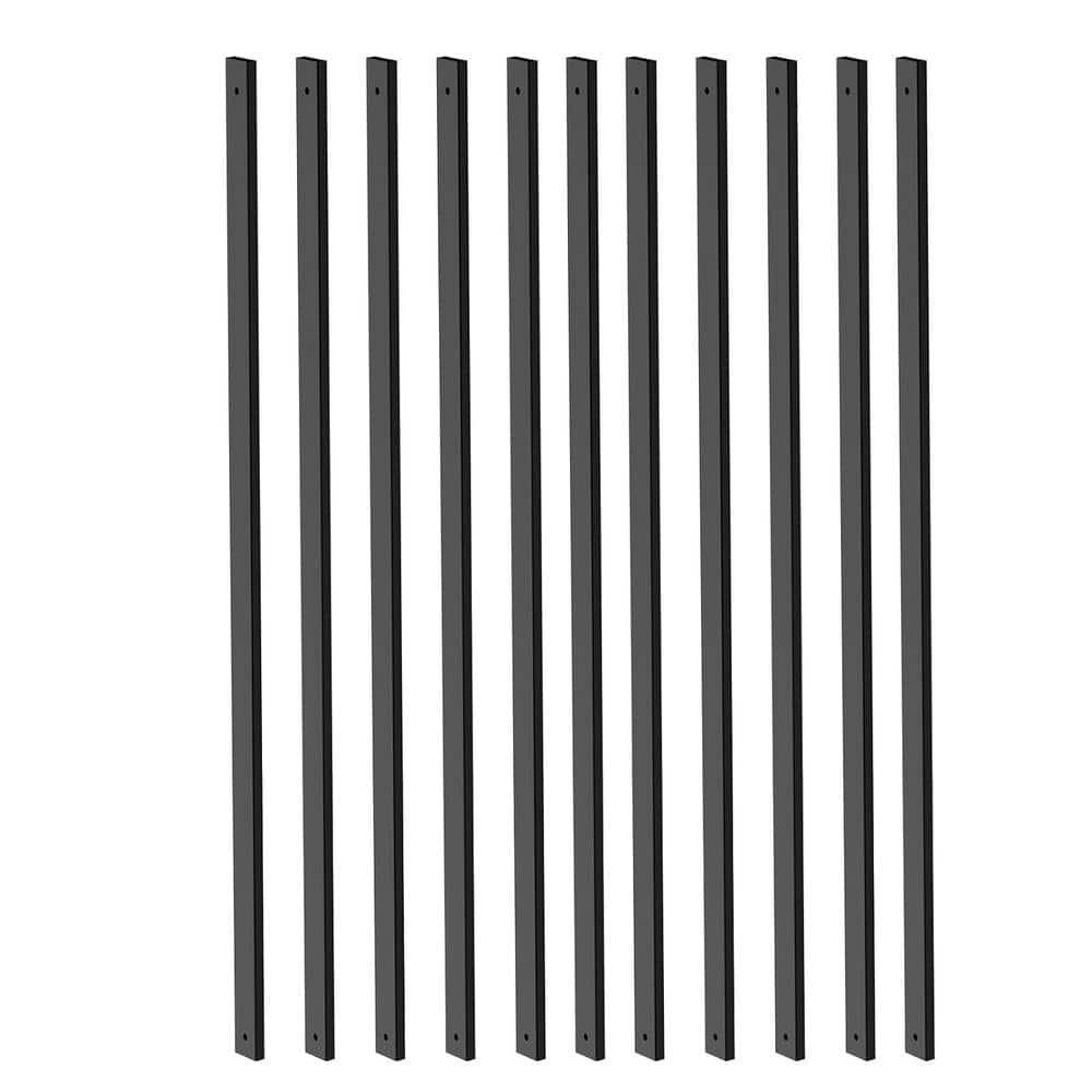 25 Pack Rectangle Staircase Balusters, 36" Black Metal Deck Spindle and Stairs Railing, Hollow Rectangle Deck Balusters for Porch Railing