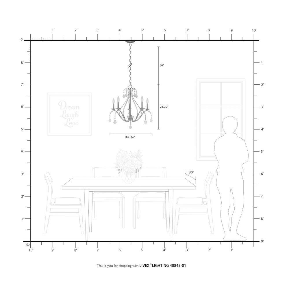 Livex Lighting Caterina 5 - Light Chandelier in  Antique Brass