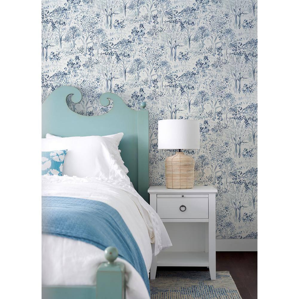 Chesapeake Walden Navy Forest Wallpaper, 20.5-in by 33-ft, 56.38 sq. ft.
