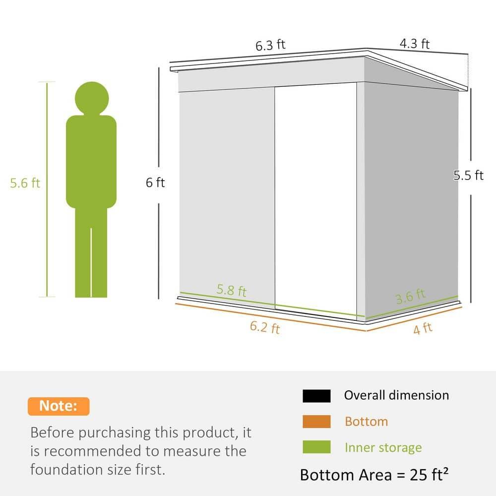 Outsunny 6' x 4' Outdoor Storage Shed, Metal Garden Shed with Lockable Door and Gloves, Tool Shed for Backyard Garden Patio Lawn | Wayfair
