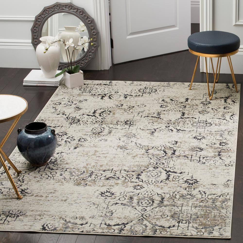 SAFAVIEH Artifact Emmeline Abstract Area Rug, Charcoal/Cream, 4' x 6'