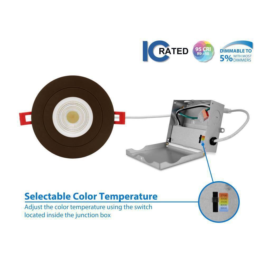 DGF43 4'' Selectable Color Temperature Dimmable Air-Tight IC Rated LED Canless Recessed Lighting Kit
