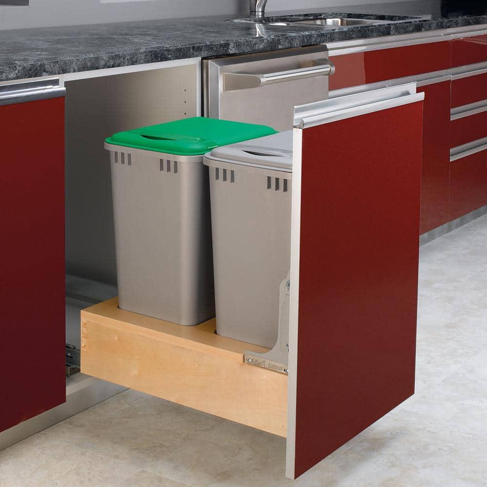 Rev-A-Shelf Rev-A-Shelf Double Pull Out Bottom Mount Trash Can, Gray