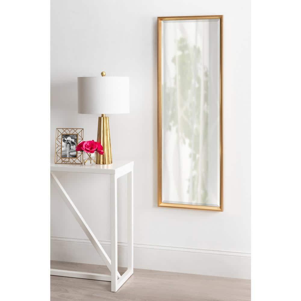 17.5" x 49.5" Calter Full Length Wall Mirror Gold - Kate and Laurel: No Assembly, Rectangle, Plastic Frame