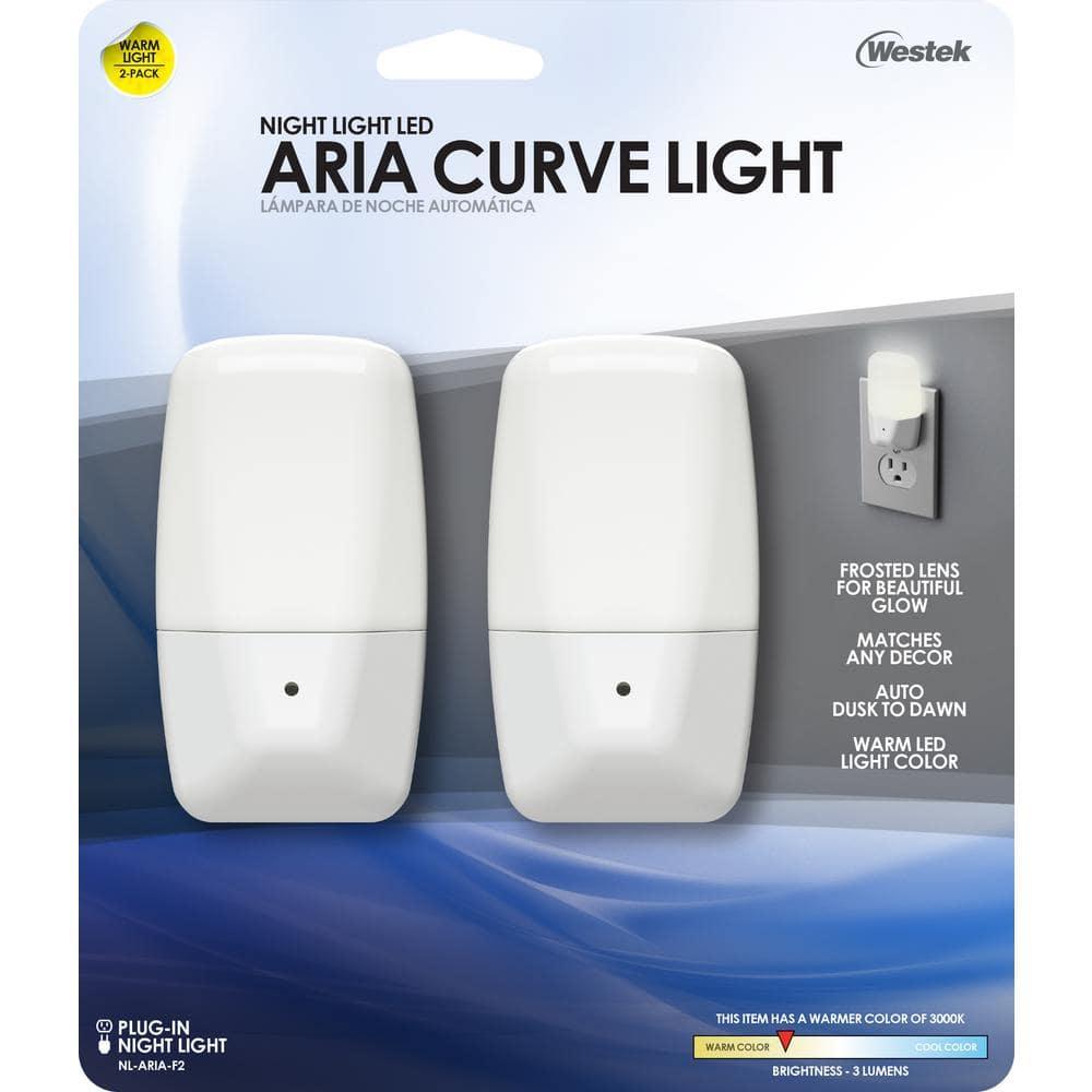 Westek 3853801 Automatic Electrical Outlet Aria Curved LED Night Light