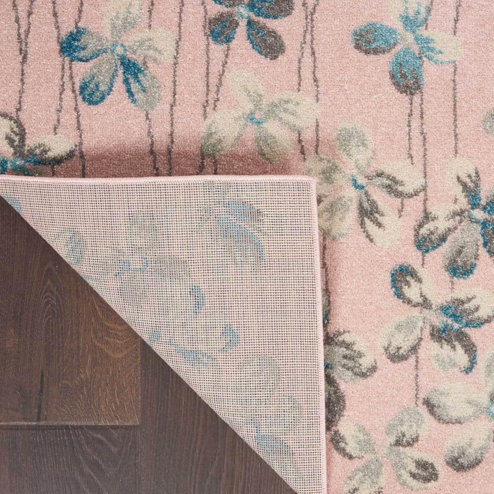 Nourison Tranquil 6' X 9' Pink Area Rug Bohemian Botanical Vine and Bloom by Nourison