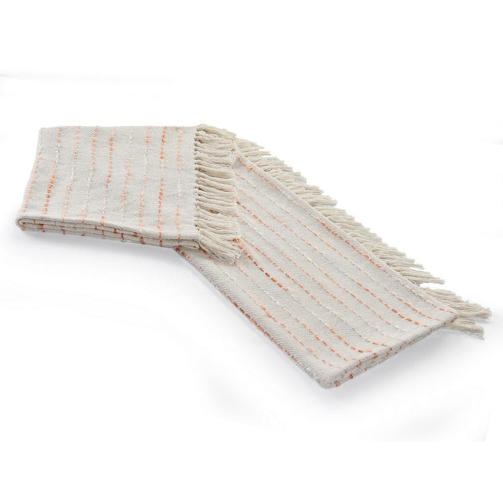 Deep Ombre Striped Handmade Woven Throw Blanket with Fringe