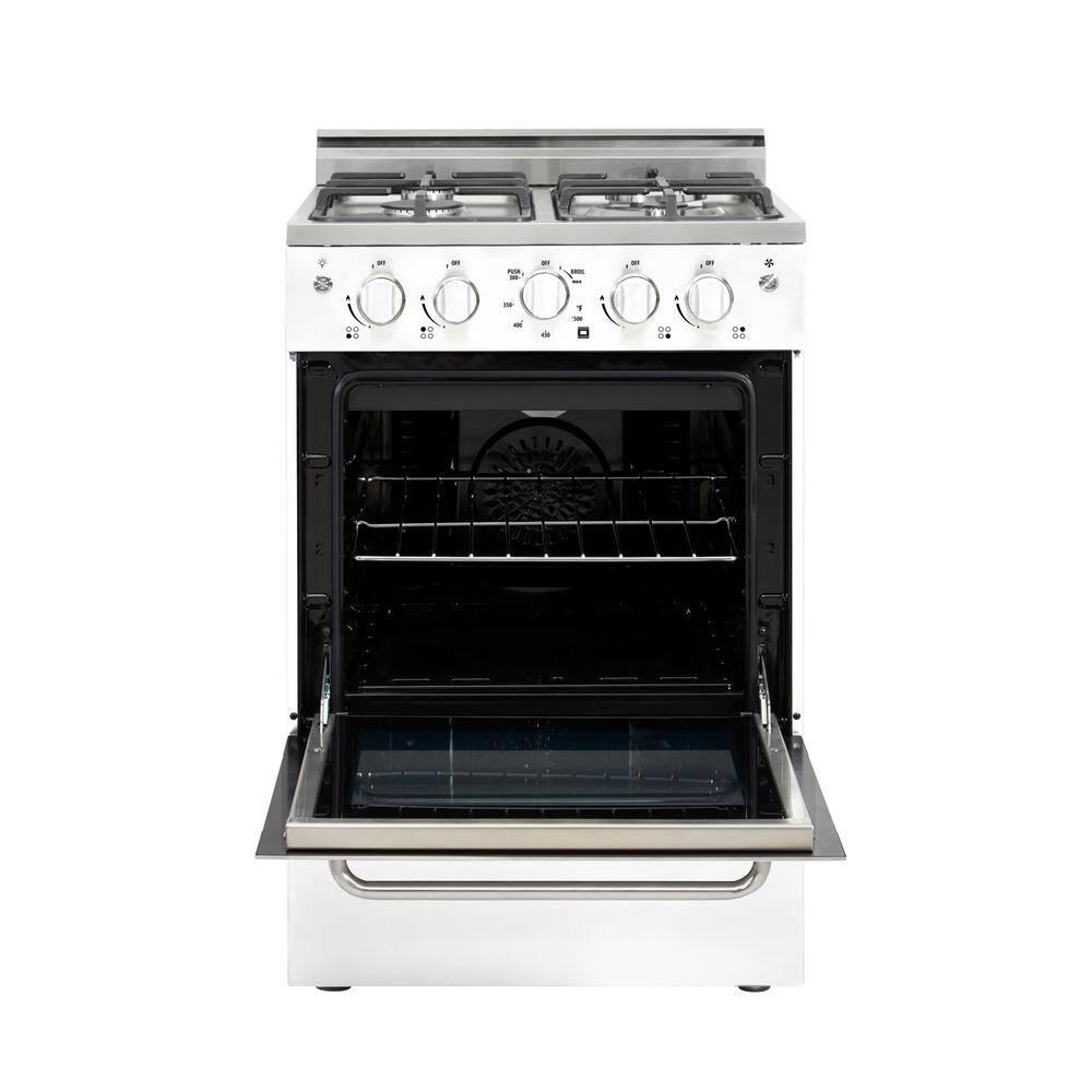 Unique Prestige 24” 2.3 cu ft Double Oven Gas Range in White