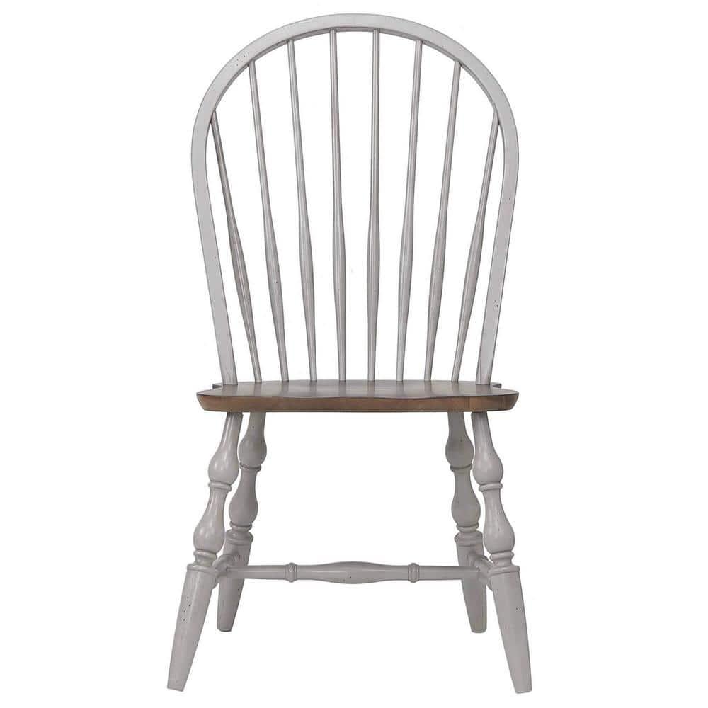 Country Grove Solid Wood Windsor Back Side Chair in Light Gray
