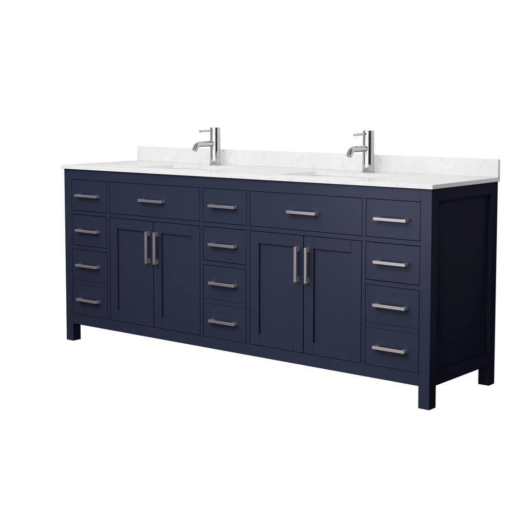 Wyndham Collection Beckett 84" Freestanding Double Bathroom Vanity with Cultured Marble Top
