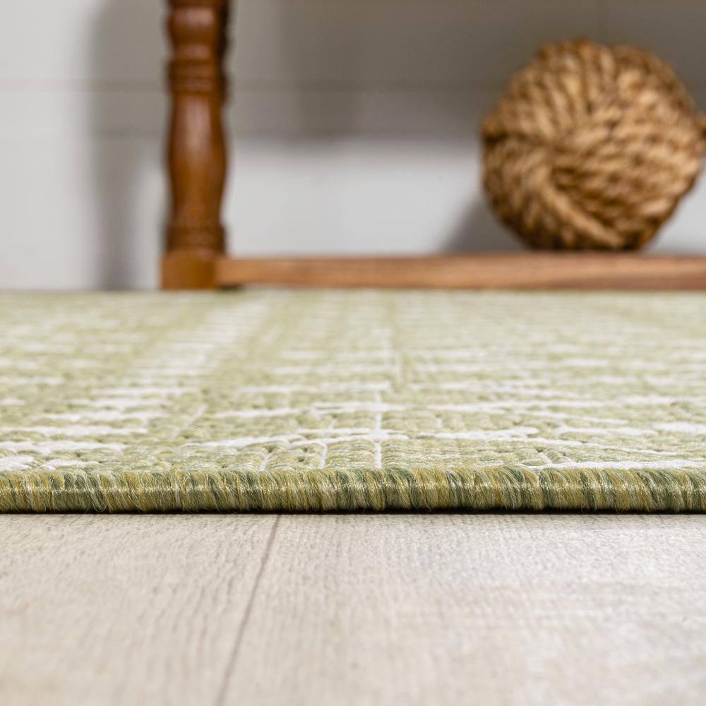 2' x 10' Ourika Moroccan Geometric Textured Weave Indoor/Outdoor Runner Rug, Light Green/Cream - JONATHAN Y
