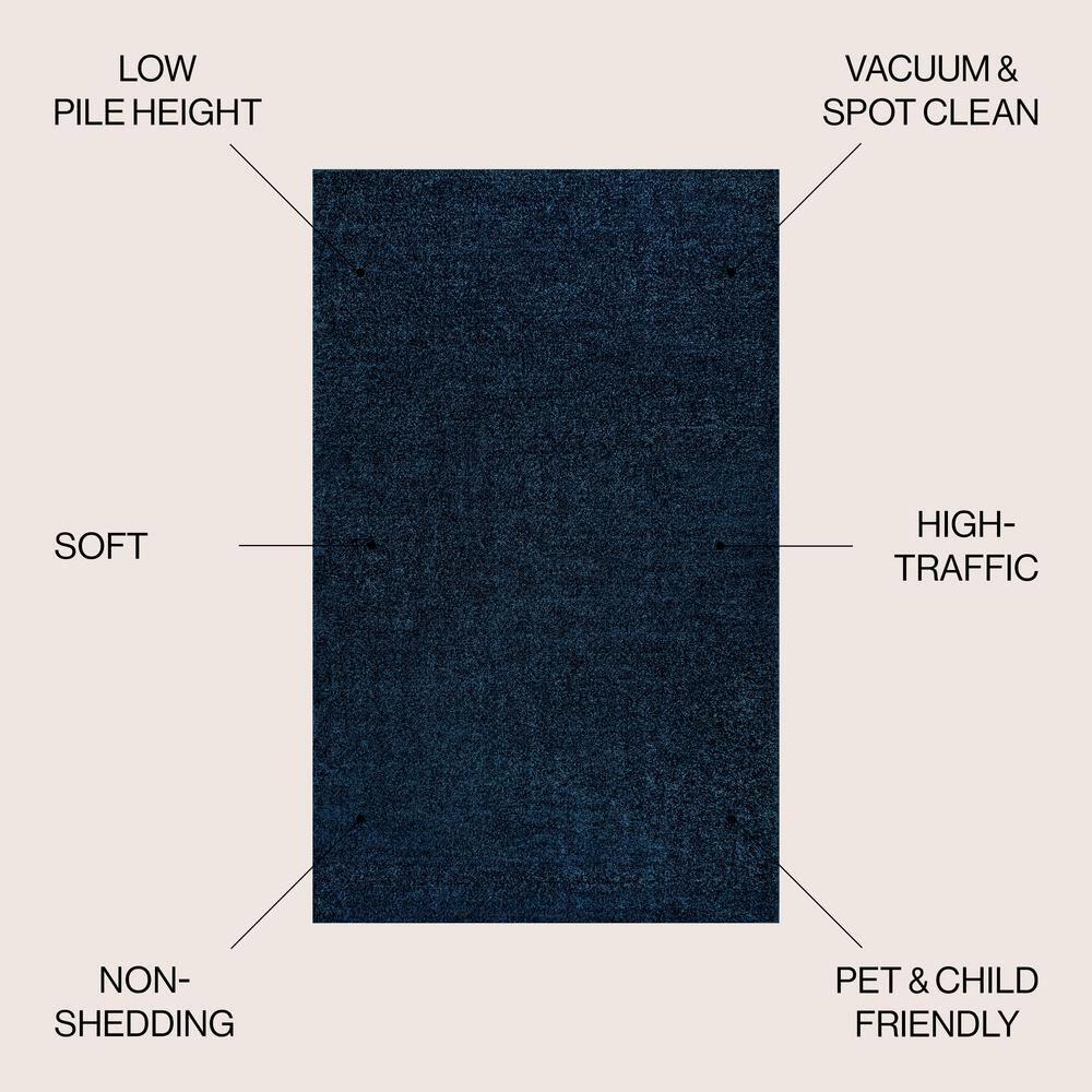 5'x8' Haze Solid Low-Pile Area Rug, Navy - JONATHAN Y