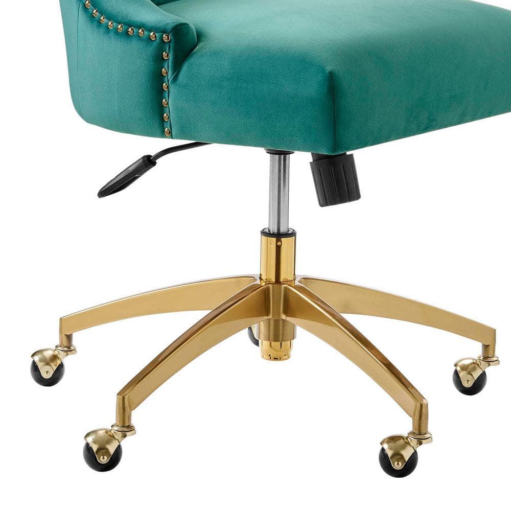Empower Channel Tufted Performance Velvet Office Chair Gold Teal - Modway: Swivel Desk Chair with Casters, Adjustable Height
