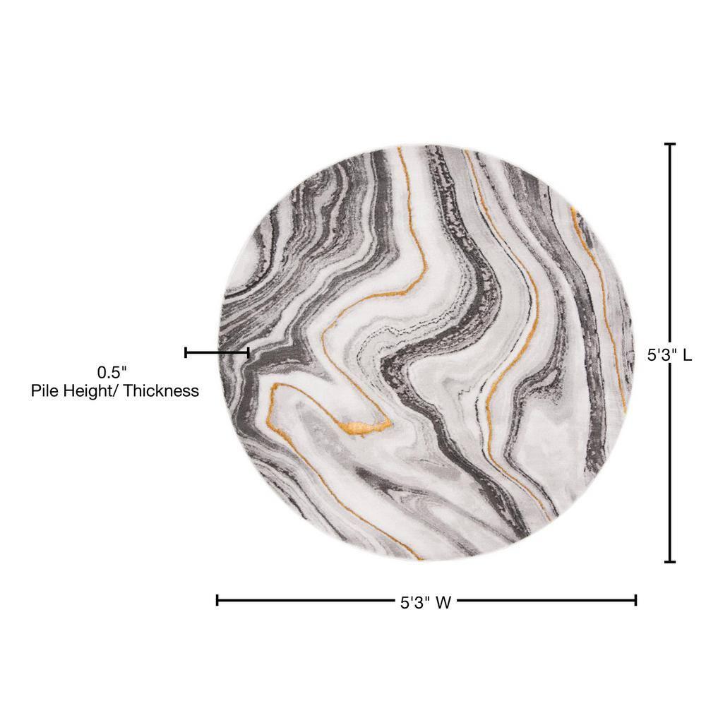 Craft CFT819 Loomed Indoor Area Rug - Grey/Gold - 5'3"x5'3" Round - Safavieh