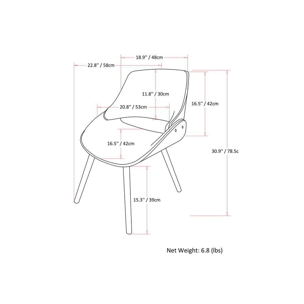 Simpli Home Malden Upholstered Dining Chair with Ergonomic Solid Wood Frame and Mid-Century Modern Style