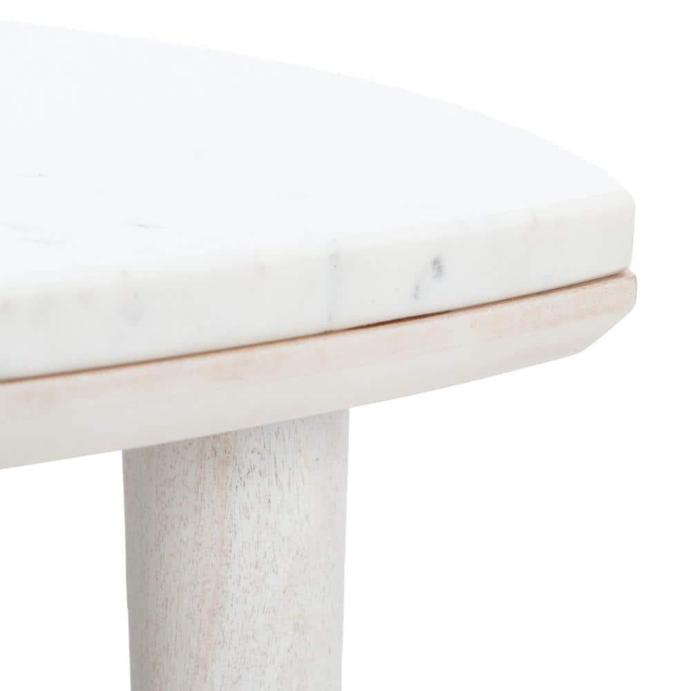 Lara Marble Side Table - ACC9000B - White Washed/White - Safavieh