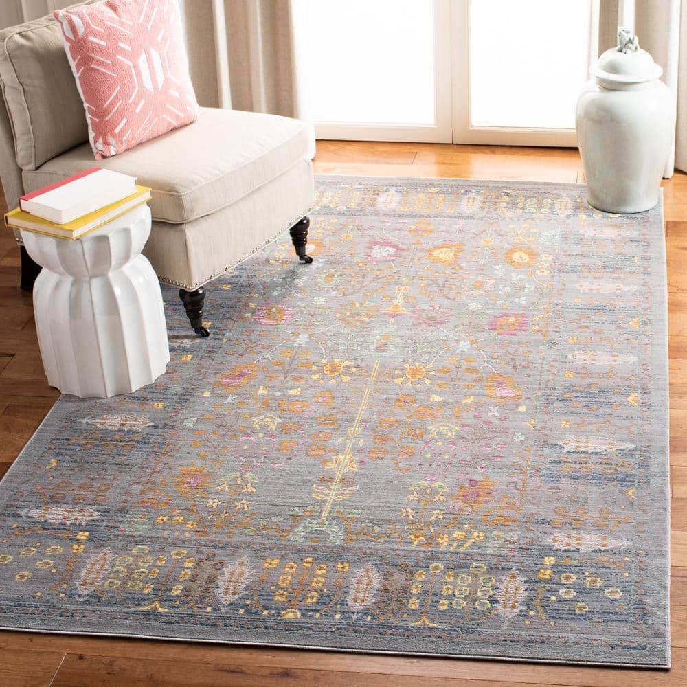 Valencia VAL108 Power Loomed Indoor Area Rug - Grey/Multi - 6'7"x6'7" - Safavieh