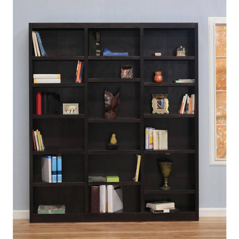 Winston Porter Aliette Triple Wide Wood Bookcase, 18 Bookshelf, 84 inch Tall Storage and Display Bookshelf for Home Office and Living Room