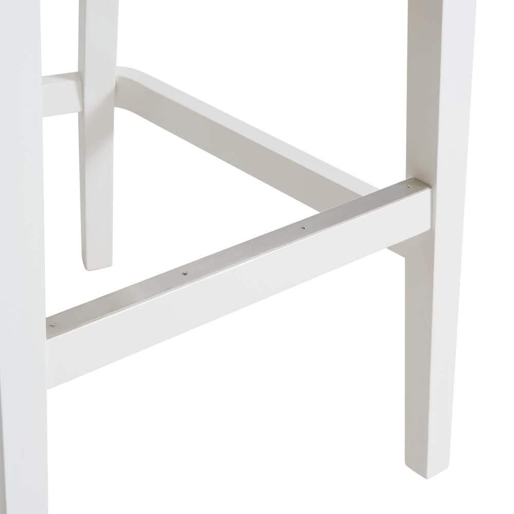 Alaterre Ellie 19" Wide Solid Rubber Wood Frame Linen Fabric Counter Height Swivel Stool With Back