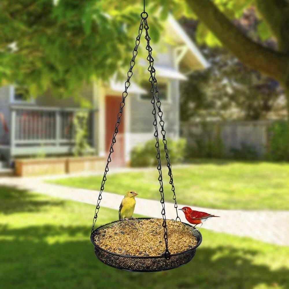 Sorbus Sorbus Metal Bird Feeder Hanging Tray in Black