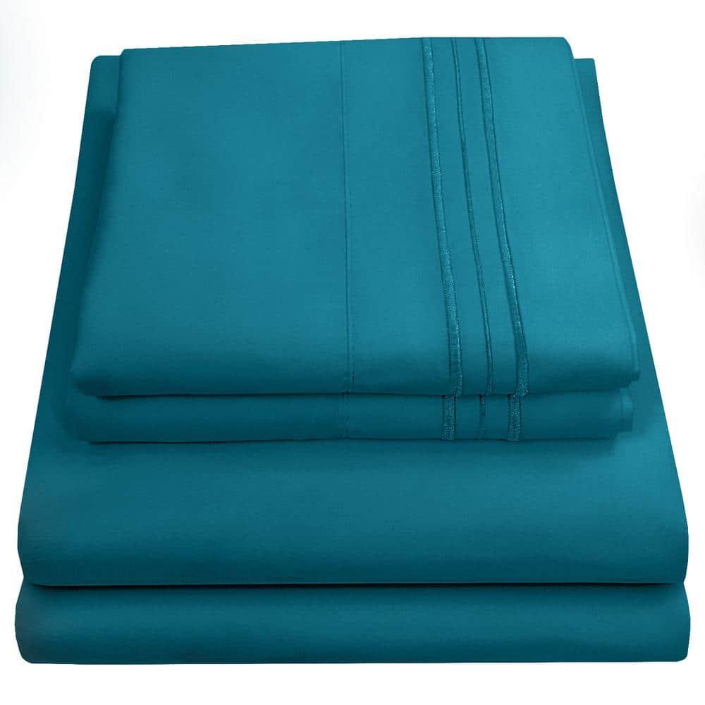 4 Piece Sheet Set, Ultra Soft 1800 Series Collection - Full, Teal