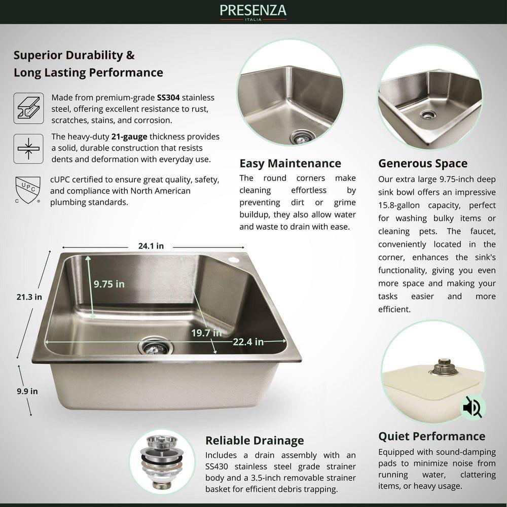 All-In-One 24.1" L x 21.3" W Free Standing Laundry Sink with Faucet
