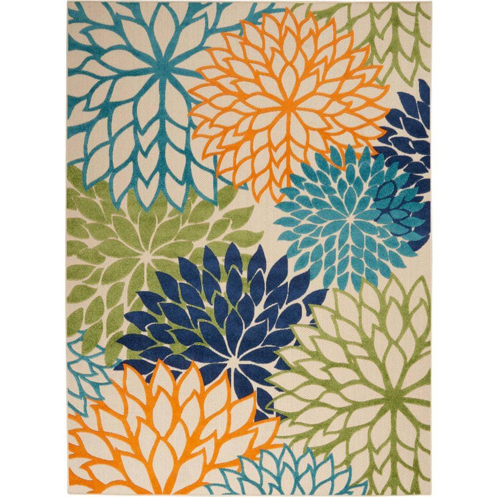 Nourison Aloha Floral Bloom Flatweave High-Low Indoor Outdoor Area Rug Multicolor 7' x 10'