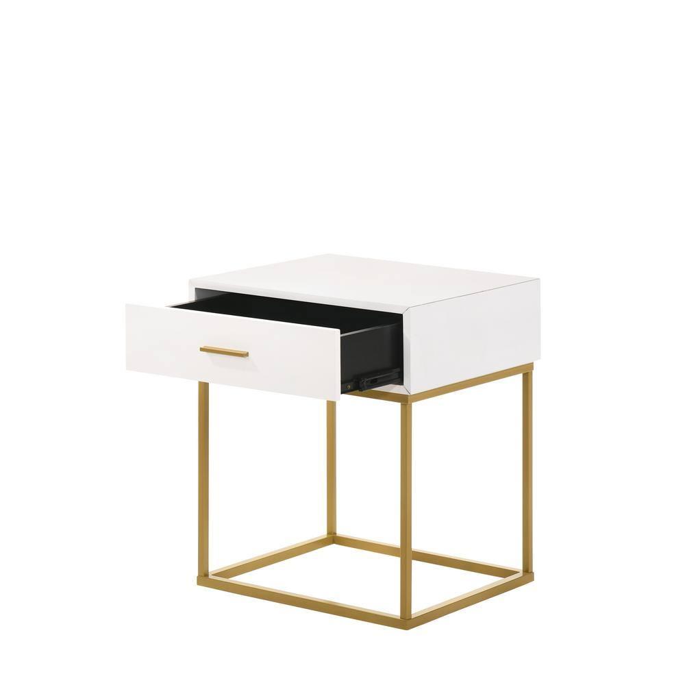 LuXeo LuXeo Catalina One Drawer Nightstand with Mustard Gold Legs