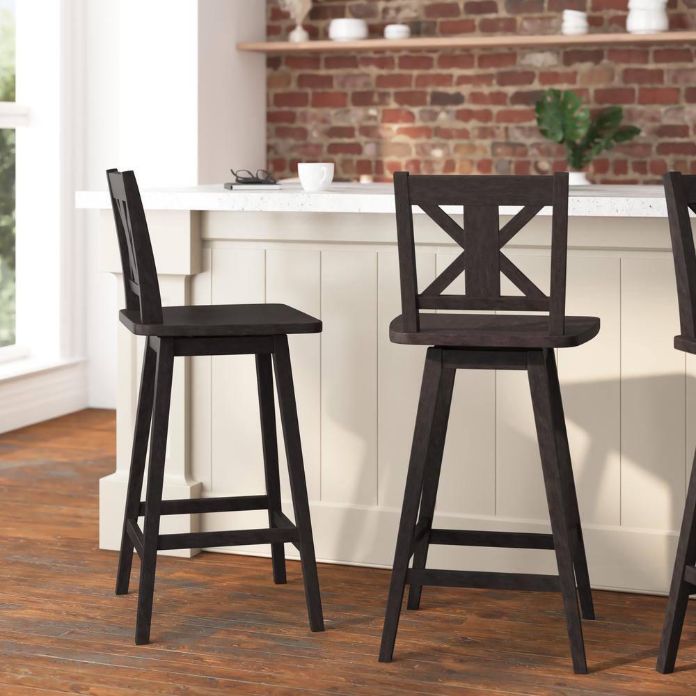 Taylor & Logan Bakersville Modern Farmhouse Wooden Swivel Bar and Counter Stool