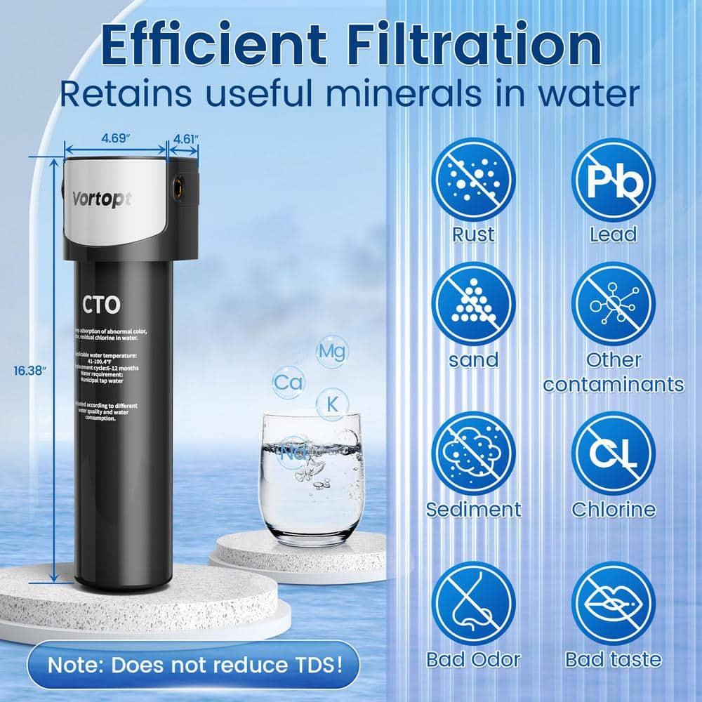 Under Sink Water Filter System ,NSF/ANSI 42 Certified Water Purifier, 28000 Galloons Large Flow Flux, Reduces PFAS, PFOA/PFOS, Chlorine, Bad Odors, Direct Connect to Kitchen Faucet, Q5-C2