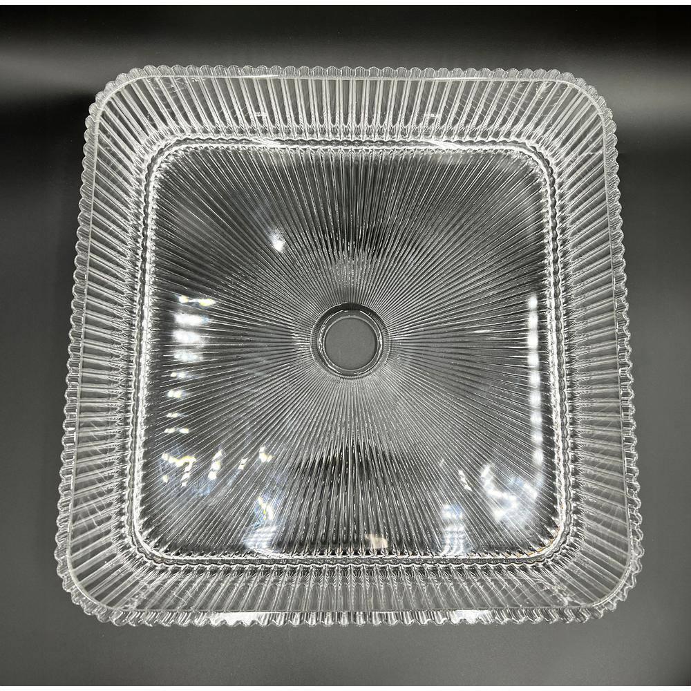 Plaza 15" Square Decorative Crystal Black Vessel Sinks With 60" White Base