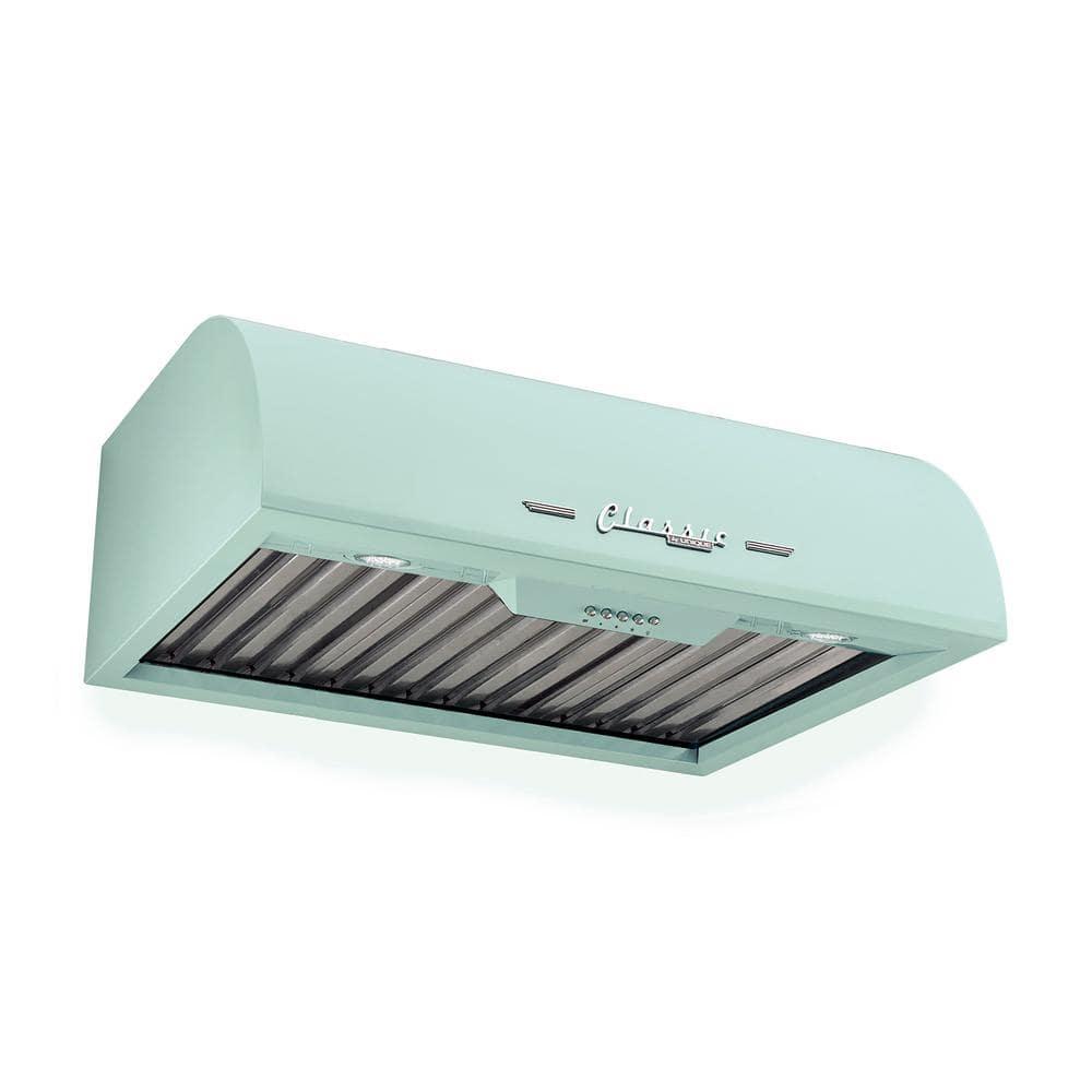 Classic Retro 24" 500 CFM Ducted Under Cabinet Range Hood with Stainless Steel Baffles and Light