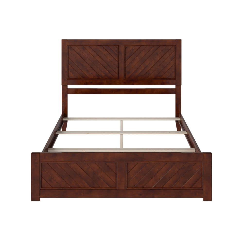 AFI Canyon Walnut Solid Wood Foundation Bed Frame with Matching Footboard, Queen
