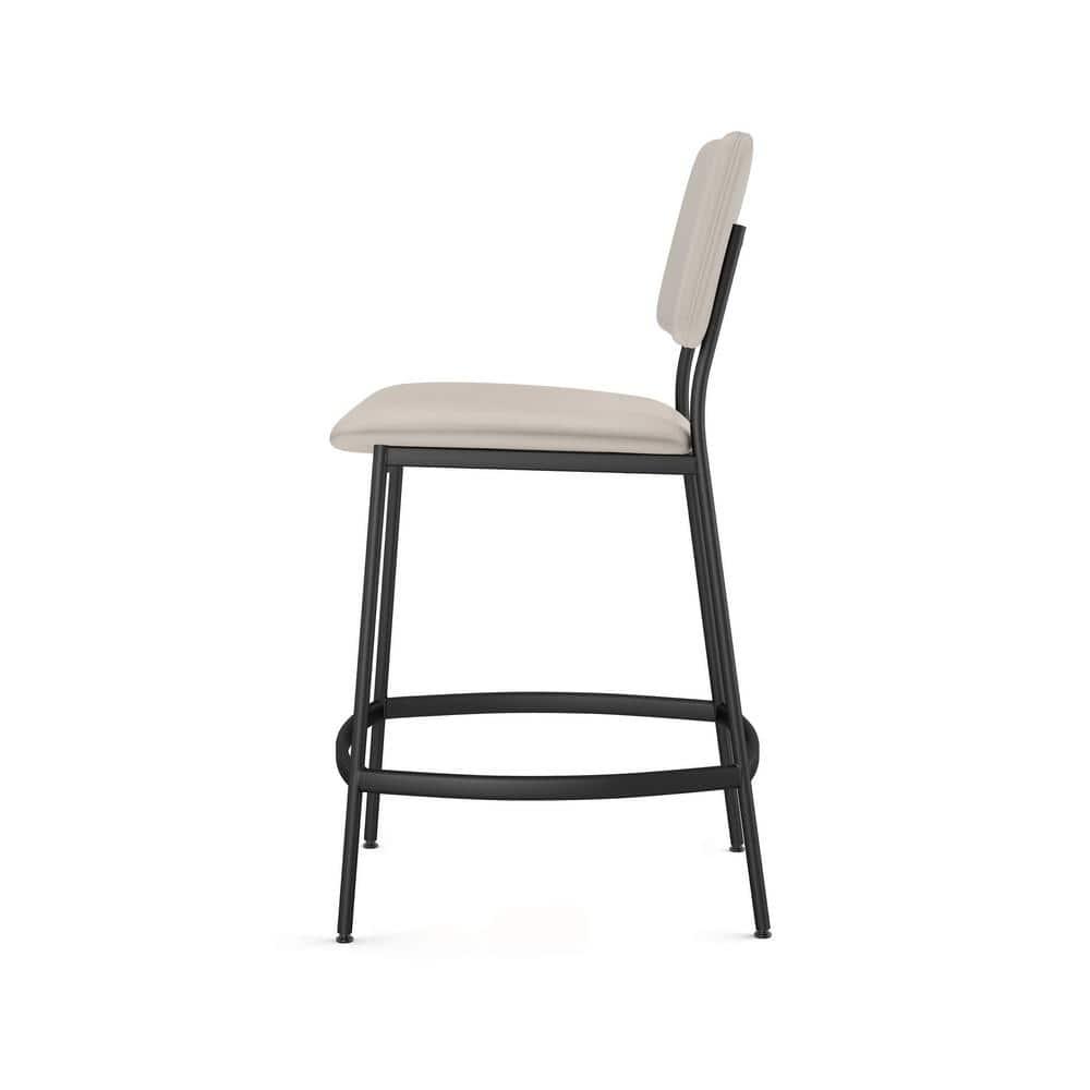 Amisco Sullivan 26 In. Counter Stool - Cream Faux Leather / Black Metal