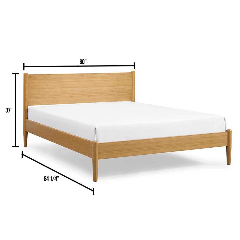 Caramelized Bamboo King Platform Bed with Upholstered Headboard